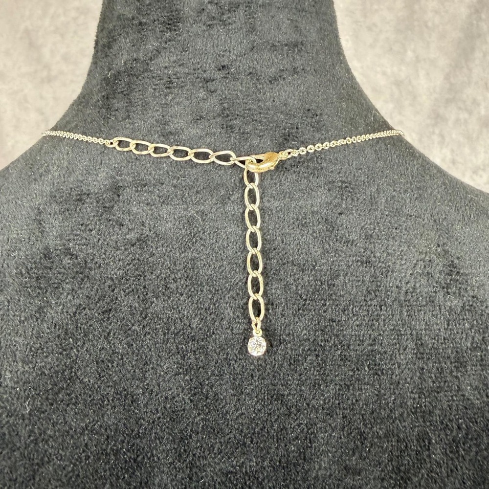 Vtg Black Clear Rhinestone Floral Silver Chocker Necklace Whimsygoth 90s Y2K - Picture 4 of 9